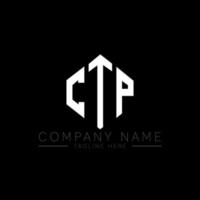 CTP letter logo design with polygon shape. CTP polygon and cube shape logo design. CTP hexagon vector logo template white and black colors. CTP monogram, business and real estate logo.