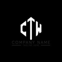 CTW letter logo design with polygon shape. CTW polygon and cube shape logo design. CTW hexagon vector logo template white and black colors. CTW monogram, business and real estate logo.