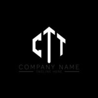 CTT letter logo design with polygon shape. CTT polygon and cube shape logo design. CTT hexagon vector logo template white and black colors. CTT monogram, business and real estate logo.