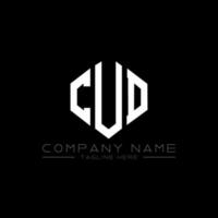 CUD letter logo design with polygon shape. CUD polygon and cube shape logo design. CUD hexagon vector logo template white and black colors. CUD monogram, business and real estate logo.