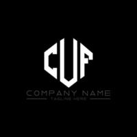 CUF letter logo design with polygon shape. CUF polygon and cube shape logo design. CUF hexagon vector logo template white and black colors. CUF monogram, business and real estate logo.