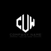 CUW letter logo design with polygon shape. CUW polygon and cube shape logo design. CUW hexagon vector logo template white and black colors. CUW monogram, business and real estate logo.