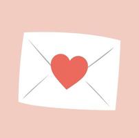 White envelope with a red heart print on Valentine's day. Concept of couple love, philanthropy, charity and donation. Vector illustration