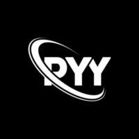 logotipo de pyy. letra pyy. diseño del logotipo de la letra pyy. logotipo de iniciales pyy vinculado con círculo y logotipo de monograma en mayúsculas. tipografía pyy para tecnología, negocios y marca inmobiliaria. vector