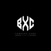 BXC letter logo design with polygon shape. BXC polygon and cube shape logo design. BXC hexagon vector logo template white and black colors. BXC monogram, business and real estate logo.