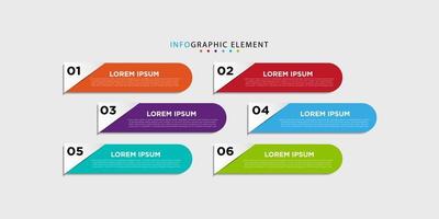 Plantilla de negocio de diseño infográfico vectorial moderno con iconos y 6 opciones o pasos. se puede utilizar para diagramas de proceso, presentaciones, diseño de flujo de trabajo, banner, diagrama de flujo, gráfico de información. eps10 vector