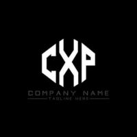 CXP letter logo design with polygon shape. CXP polygon and cube shape logo design. CXP hexagon vector logo template white and black colors. CXP monogram, business and real estate logo.