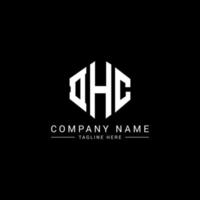 DHC letter logo design with polygon shape. DHC polygon and cube shape logo design. DHC hexagon vector logo template white and black colors. DHC monogram, business and real estate logo.