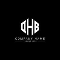 DHB letter logo design with polygon shape. DHB polygon and cube shape logo design. DHB hexagon vector logo template white and black colors. DHB monogram, business and real estate logo.