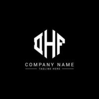 DHF letter logo design with polygon shape. DHF polygon and cube shape logo design. DHF hexagon vector logo template white and black colors. DHF monogram, business and real estate logo.