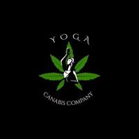 diseño de vector de concepto de logotipo de cannabis de yoga