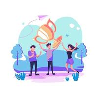 Teamwork goal achievement as a symbol of success and heights flat style illustration vector