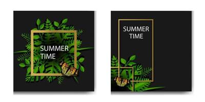 summer background with leaf decoration vector design