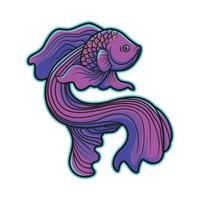 pescado, púrpura, vector, ilustración, diseño vector
