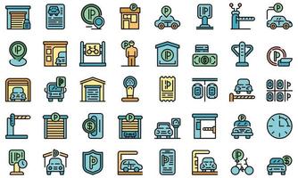 Paid parking icons set vector flat
