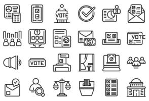 Polling booth icons set outline vector. Ballot box vector