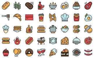 French cuisine icons set line color vector