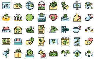 Fundraising icons set vector flat