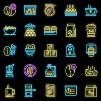 conjunto de iconos de café descafeinado neón vectorial vector