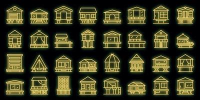 Stilt icons set outline vector. Architecture building vector neon