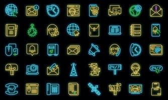 Contact us icons set vector neon