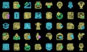 Vacancy icons set vector neon