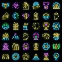 Excellence icons set vector neon