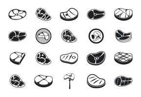 Beef icon set, simple style vector