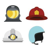 Helmet icon set, flat style vector