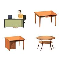 conjunto de iconos de mesa, estilo de dibujos animados vector