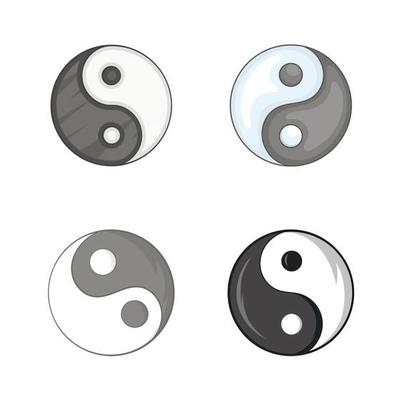 Yin yang symbol icon set, cartoon style