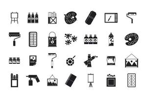 Paint tools icon set, simple style vector