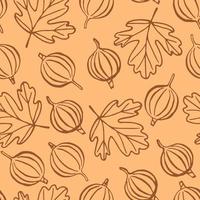 Seamless pattern with gooseberry. Hand drawn illustration converted to vector. vector