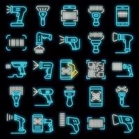 Barcode scanner icons set vector neon