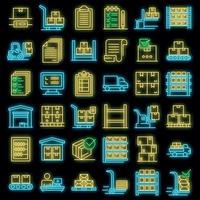 Inventory icons set vector neon