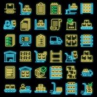 conjunto de iconos de inventario neón vectorial vector