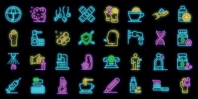 Prevention icons set vector neon