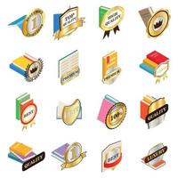 Excellent book icons set, isometric style vector