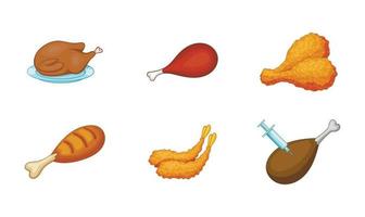 Chicken icon set, cartoon style vector