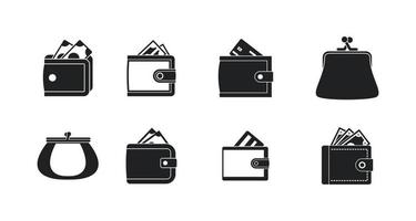conjunto de iconos de billetera, estilo simple vector