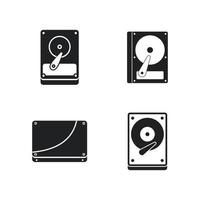 Hard disk icon set, simple style vector