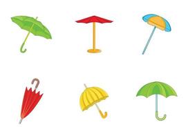 Umbrella icon set, cartoon style vector