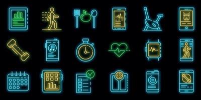 Apps for fitness icons set vector neon