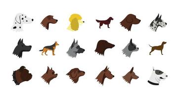 Dog icon set, flat style vector