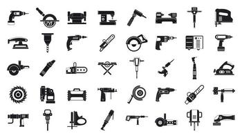 Electric tools icon set, simple style vector