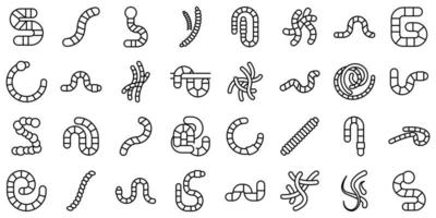 Worm icons set outline vector. Animal bait vector