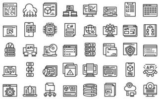 Software icons set outline vector. Business network vector