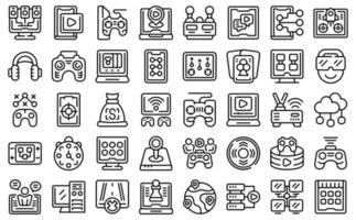 Online games icons set outline vector. Camera live vector