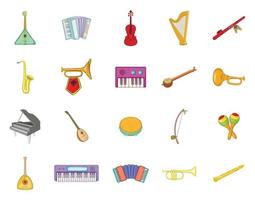 conjunto de iconos de instrumentos musicales, estilo de dibujos animados vector