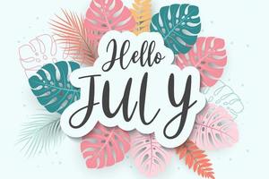 Hello july greetings with soft background design vector